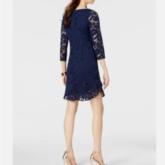 New VINCE CAMUTO Navy Ruffled Lace Dress Size 2 - Picture 11 of 11
